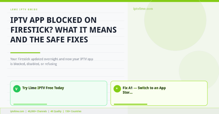Lime IPTV — IPTV App Blocked on Firestick? What It Means and the Safe Fixes