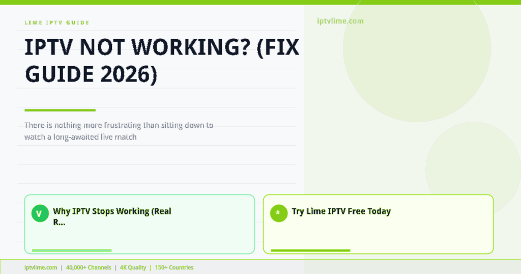 Lime IPTV — IPTV Not Working? (Fix Guide 2026)