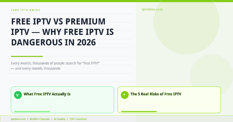 Lime IPTV — Free IPTV vs Premium IPTV — Why Free IPTV Is Dangerous in 2026