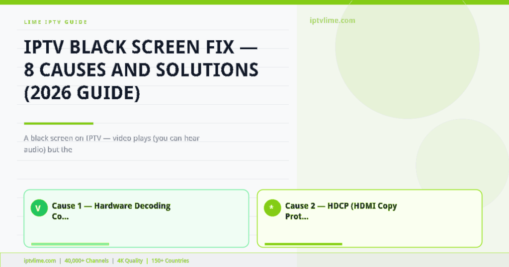 Lime IPTV — IPTV Black Screen Fix — 8 Causes and Solutions (2026 Guide)