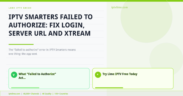 Lime IPTV — IPTV Smarters Failed to Authorize: Fix Login, Server URL and Xtream Codes Errors