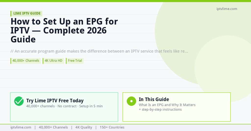 Lime IPTV — How to Set Up an EPG for IPTV — Complete 2026 Guide